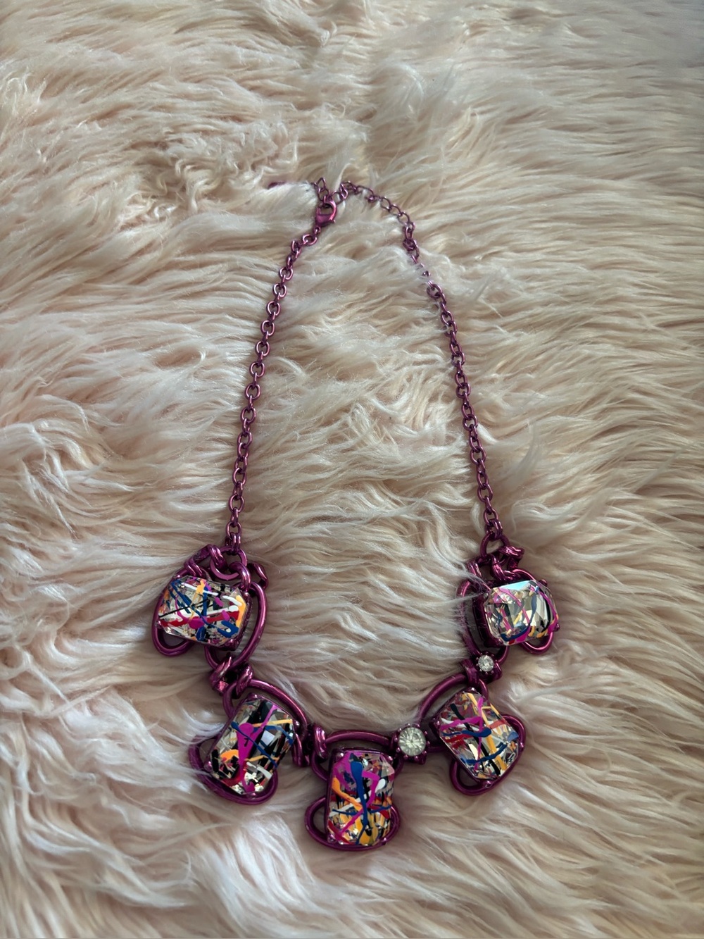 Purple Multicolor Statement Necklace - Fashion Women's Jewelry
